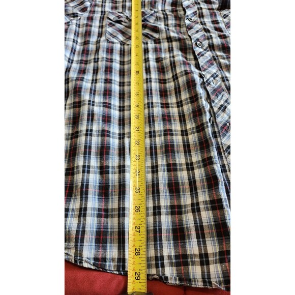 Eighty Eight Men’s XXL Blue Black Plaid Button Down Shirt Long Sleeve Pockets - Picture 11 of 12